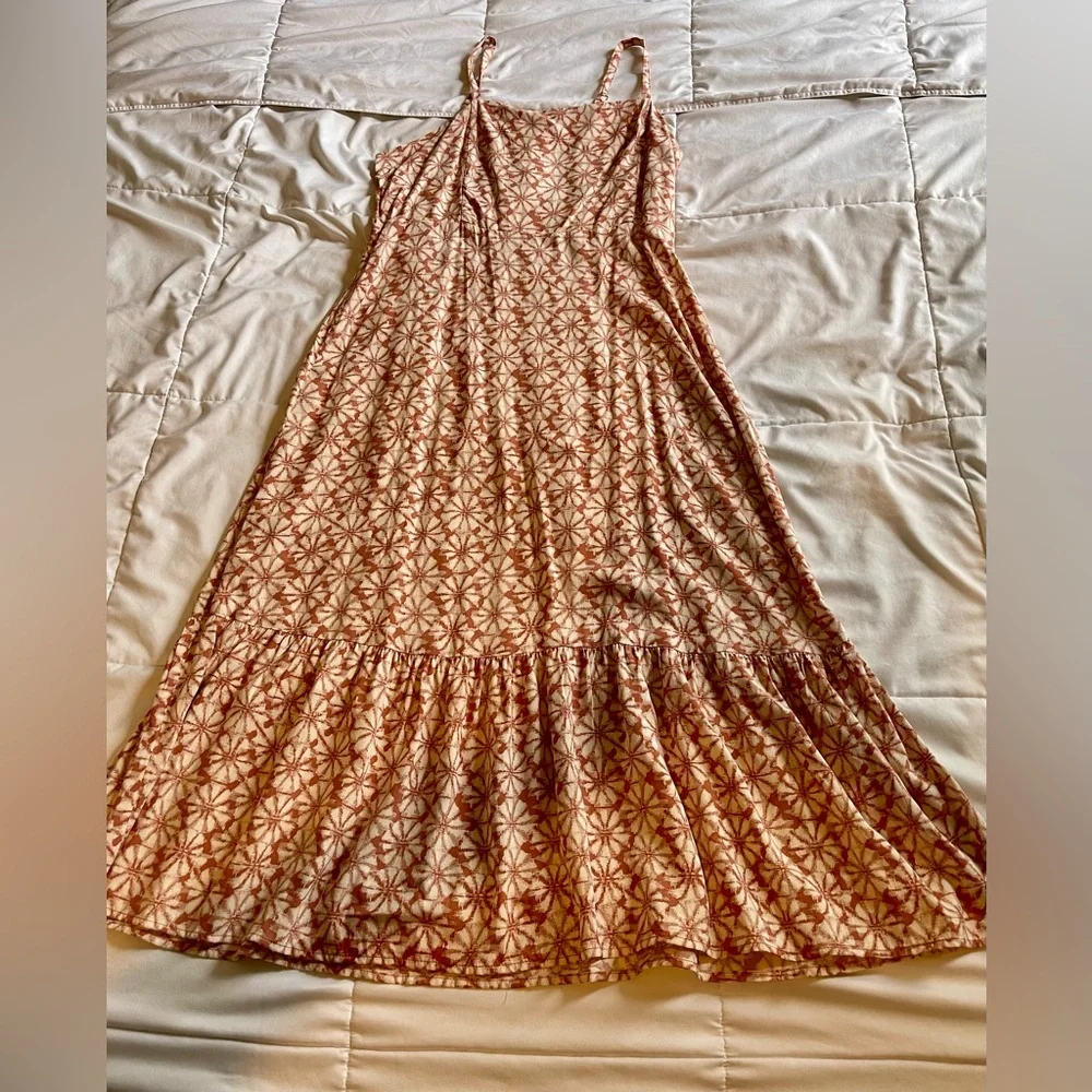 GAP Floral Midi Dress in Rust and Cream Size 12 - Picture 2 of 5